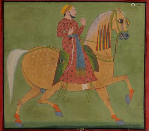 AN INDIAN MINIATURE DEPICTING A MAN ON A HORSE, INDIA, 18TH-19TH CENTURY