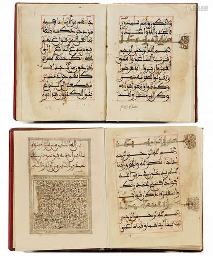 TWO MAGHRIBI QURAN SECTIONS, NORTH AFRICA OR ANDALUSIA, DATED 802 AH/1400 AD