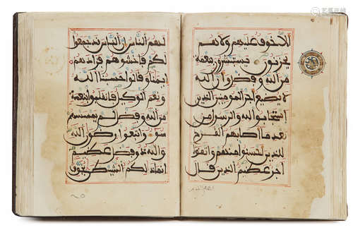 A MAGHRIBI SCRIPT QURAN SECTION, NORTH AFRICA OR ANDALUSIA, CIRCA 13TH CENTURY