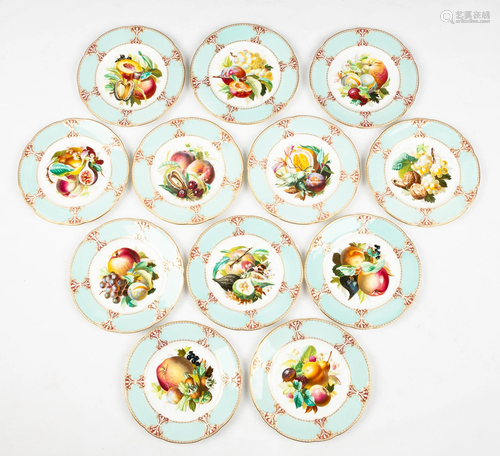 Twelve Copeland Hand Painted Plates