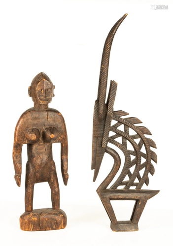 African Chi Wara Headdress & Standing Fem…