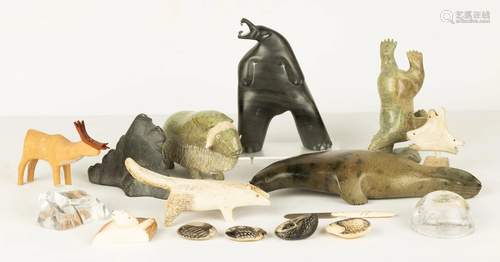 Group of Various Carved Inuit Sculptures & …