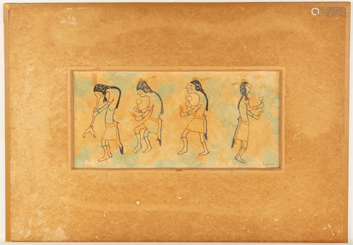 Oil on Board of Native Dancers