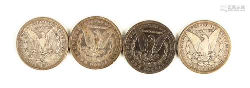 Four Liberty Head Silver Dollars