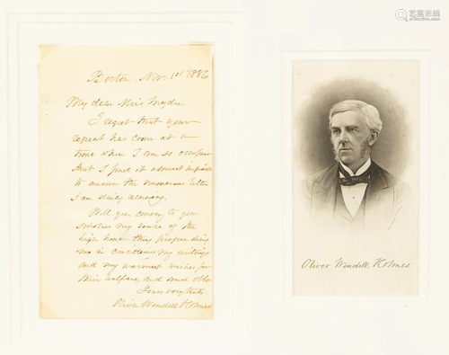 Engraving of a letter by Oliver Wendell Holmes