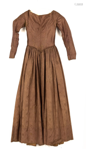 Chestnut Self-Figured Silk Dress