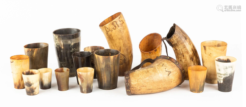 Collection of Early Horn Drinking Cups