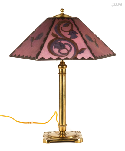 Pairpoint Art Deco Reverse Painted Table Lamp