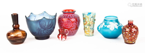 Group of Art Glass, Webb, Galle, Moser, etc.