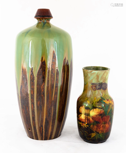 Two Hand Painted Pottery Vases