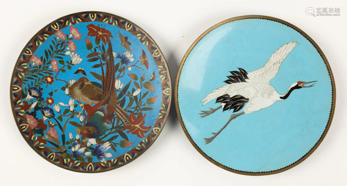 Two Asian Cloisonné Chargers