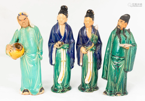 Four Chinese Clay Glazed Figures