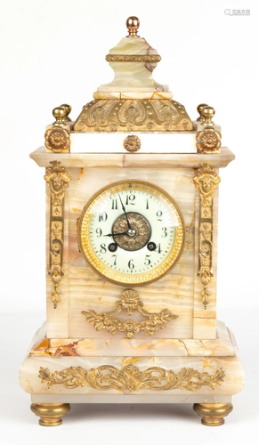 French Onyx and Brass Shelf Clock