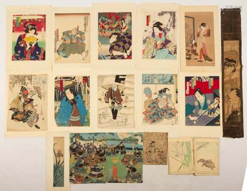 Group of Japanese Woodblock Prints & Paintin…