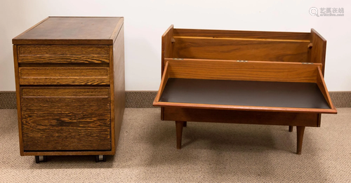 Danish Modern Child's Desk & Filing Cabinet