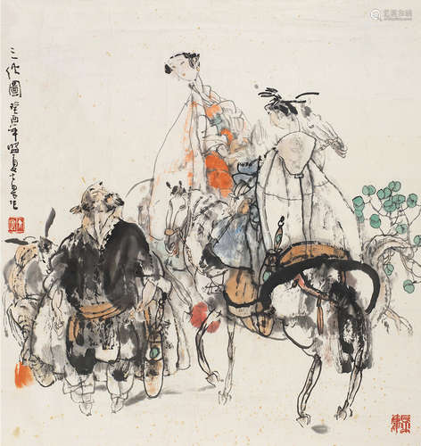 癸酉（1993年）作 施大畏 B.1950 三侠图 镜片 纸本