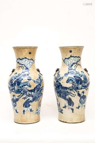 PAIR OF FENGWEIZUN PORCELAIN VASES IN PHENIX TAIL,…