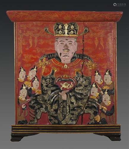 LARGE POLYCHROME WOOD PANEL \nChina or Vietnam, 19t…