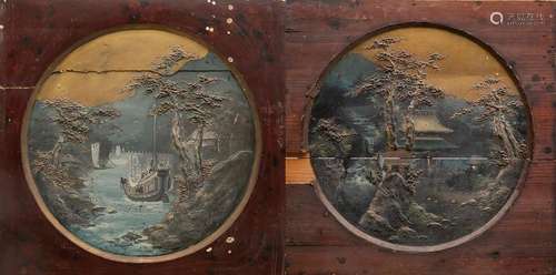 PAIR OF LACQUERED WOOD PANELS \nJapan, Possibly Yok…