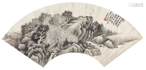 萧愻 （1883-1944） 1915年作 鸭嘴滩 水墨纸本扇面