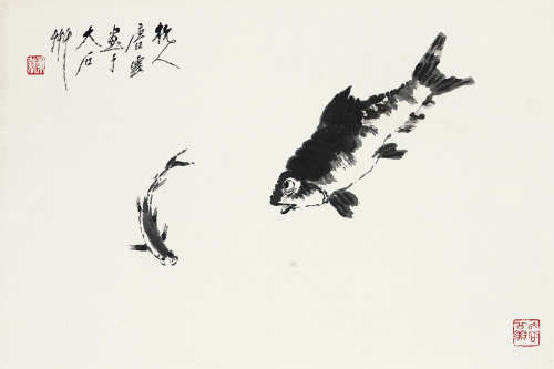 唐云 （1910-1993）  游鱼图 水墨纸本立轴