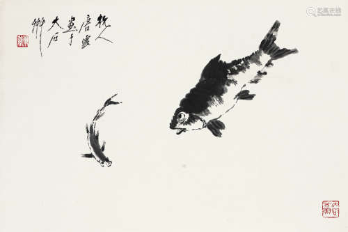 唐云 （1910-1993）  游鱼图 水墨纸本立轴