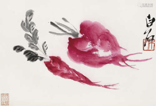 齐白石 （1864-1957）  蔬果图 设色纸本立轴