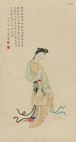 陆小曼 （1903-1965） 1935年作 仕女图 设色纸本立轴