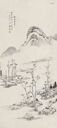 张之万 （1811-1897） 1892年作 秋林耸翠图 水墨纸本立轴