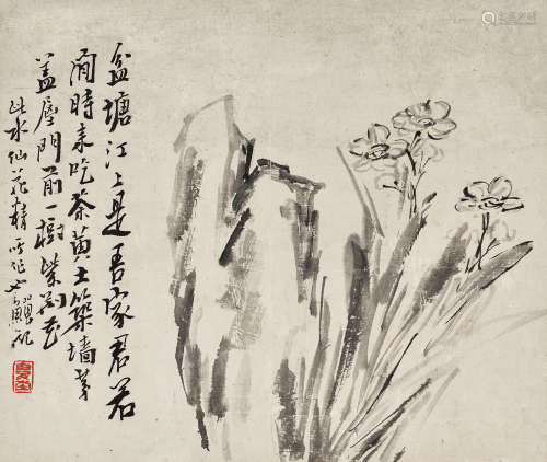 李鱓 （1686-1756）  水仙图 水墨纸本立轴