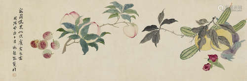 陈宝时 （清） 1872年作 蔬果图 设色纸本横幅