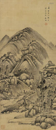 奚冈 （1746-1803）  幽谷深居图 水墨绢本立轴