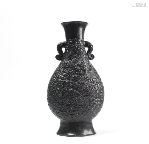 A Chinese Black Glazed Porcelain Vase