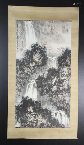 A Chinese Scroll Of Watercolor Painting