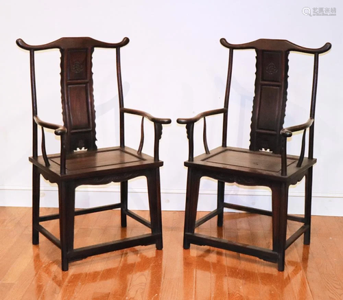 Pair of Chinese Hardwood Chairs