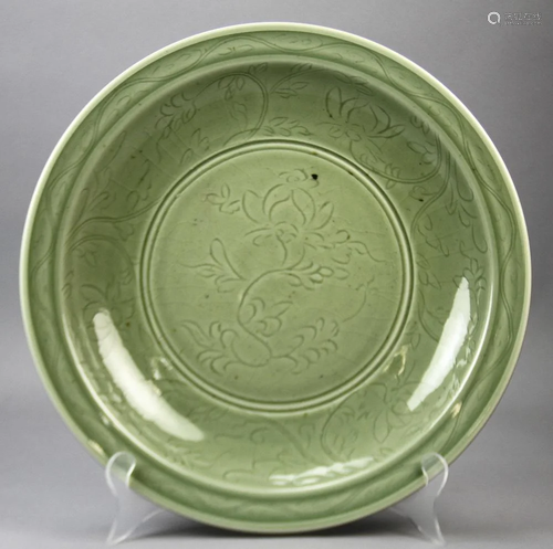 A Molded Chinese Celadon Plate