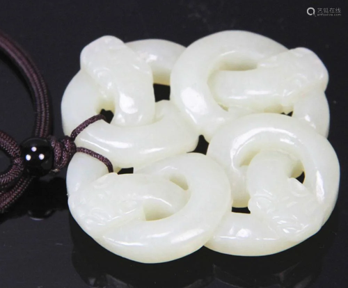 A Carved Chinese White Jade Pendant