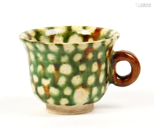 A Chinese Sancai Glazed Pottery Cup