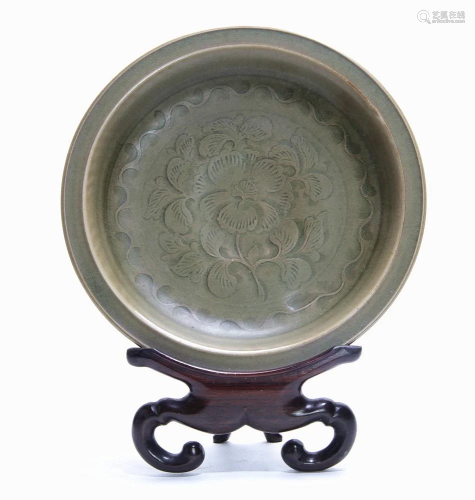 Rare Chinese Yaozhou Carved Floral Dish