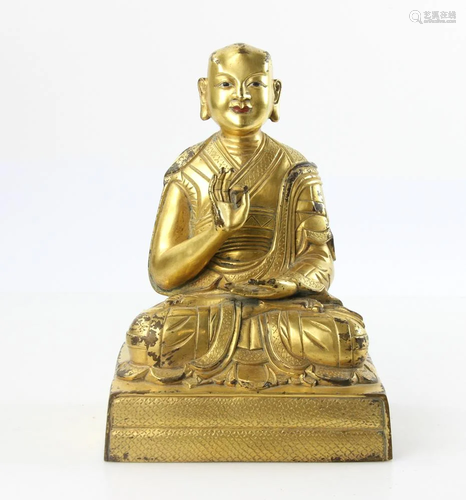 Chinese Gilt Bronze Lama Figure