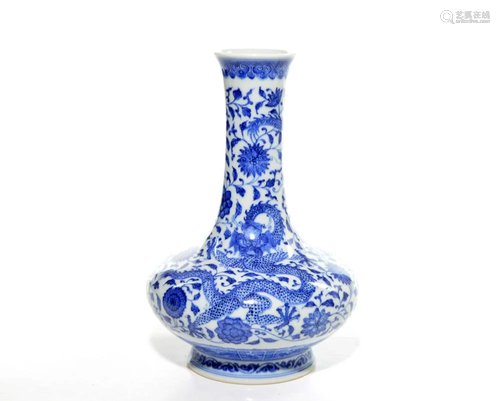 A Chinese Blue and White Dragon Vase