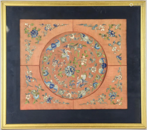 19thC Qianlong Embroidered Panel