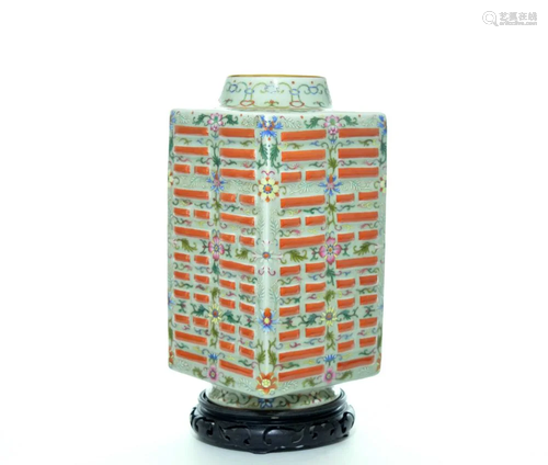 A Rare Chinese Famille Rose Cong Vase