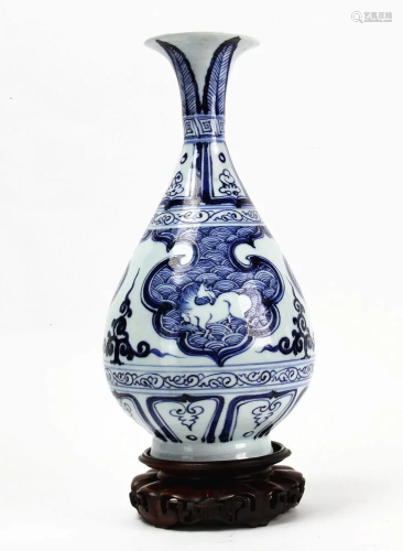 A Chinese Blue And White Yuhuchun Vase