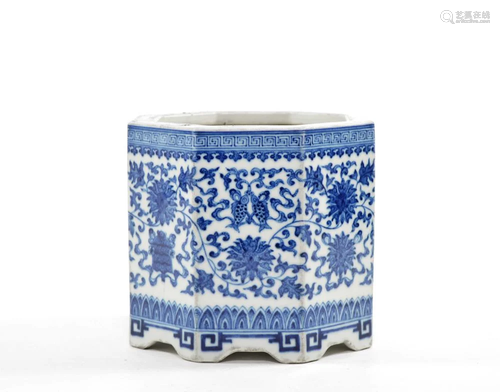 A Fine Chinese Blue and White Brush Pot