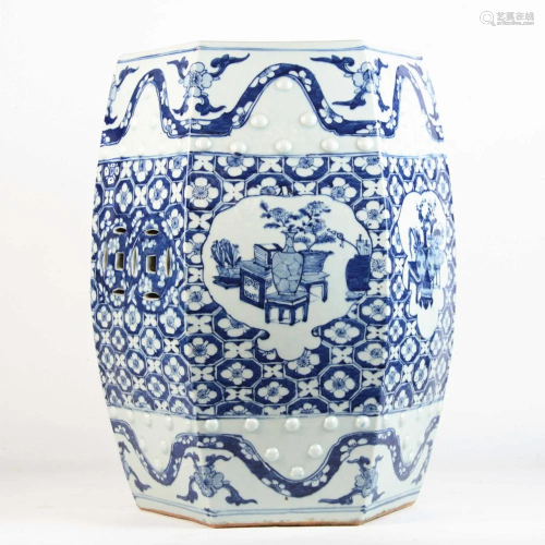 Chinese Blue and White Porcelain Stool