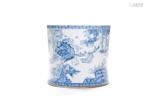 A Chinese Blue and White Brush Pot