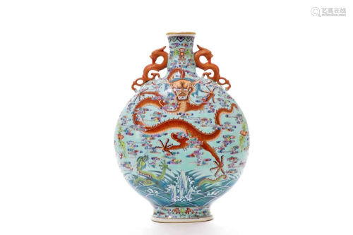 Fine Chinese Doucai Moon Flask Vase