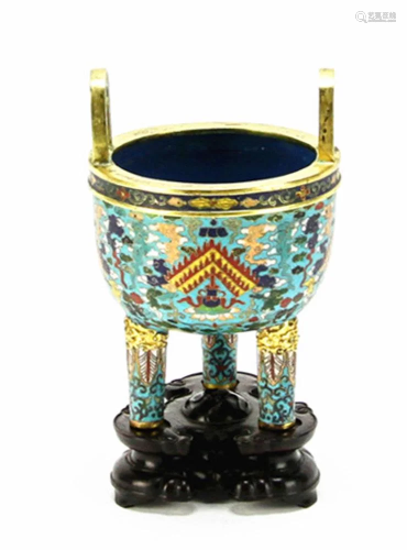 18thC Chinese Cloisonne Censer with Sta…