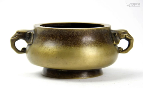 A Carved Bronze Censer